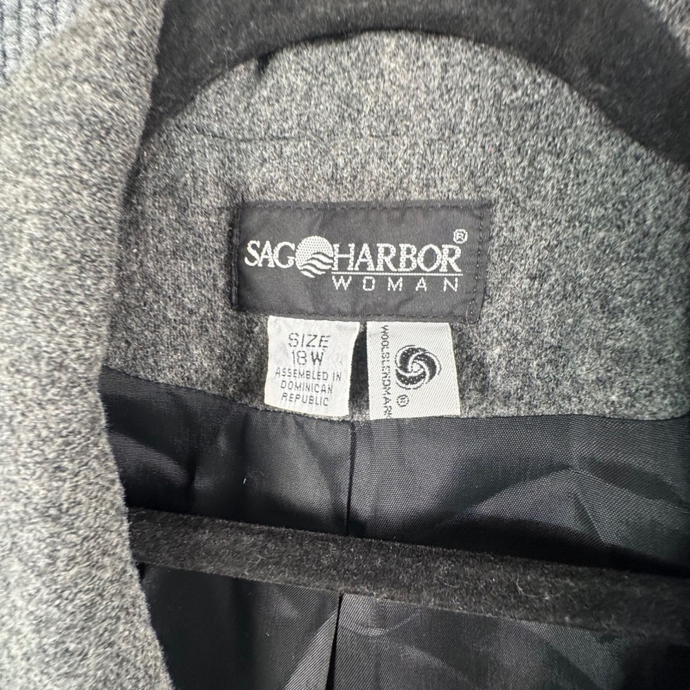VTG Sag Harbor Womens Gray Wool Blend Tweed Blazer 18W Preppy Tradcore Old Money - Picture 2 of 10